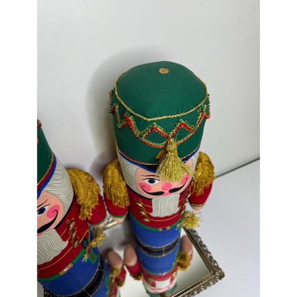 Vintage Pair of Christmas Nutcracker Soldier Bean Plush Figure Doorstop 17" - Picture 5 of 10